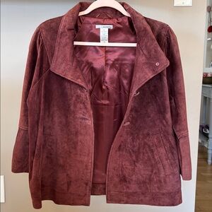 Maroon Suede Cape 100% Genuine Pig Suede 3/4 Sleeve Button Cape TSD Two Star Dog